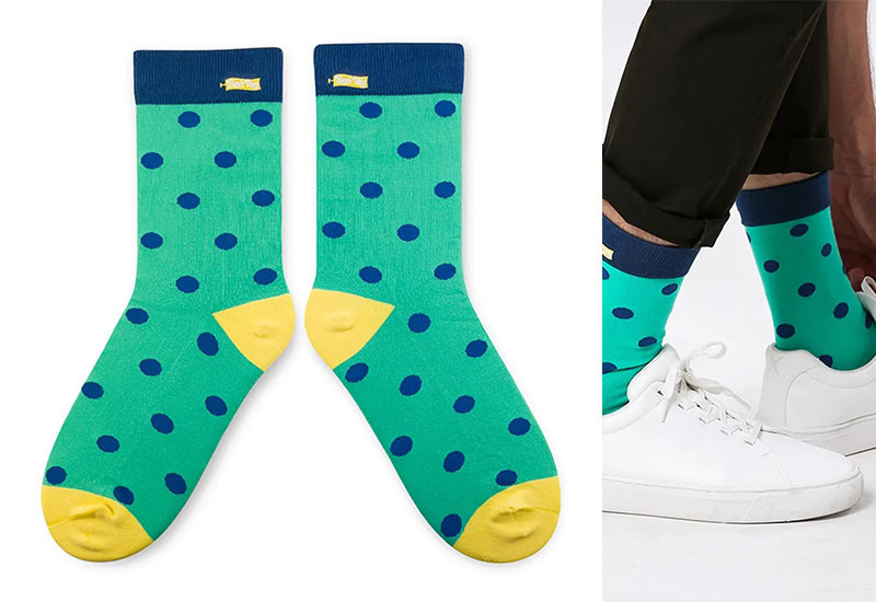 大圓點襪-藍綠 厚襪款(2種尺寸) 